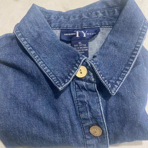 Vintage TY Wear Denim Button-Up Jacket Womens XL Embroidered Aztec Western - Picture 11 of 13